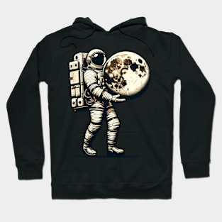 An astronaut carrying a full moon Hoodie